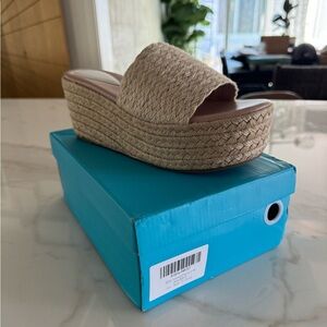 Platform Wedge Slip-On Raffia Sandals. Size 8. Never Been Worn.